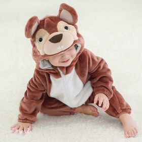 Baby Animal One-piece Pajamas Flannel Jumpsuit Children Cute Fleece Warm Thick Outer Wear Soft Spring Autumn Winter Zipper Kids (Color: Little Mouse, size: Height 80cm)
