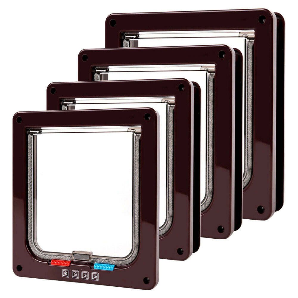 4 Way Pet Cat Puppy Dog Magnetic Lock Lockable Safe Flap Door Gate Frame S M L XL 4 Way Pet Cat Puppy Dog Magnetic Lock Lockable Safe Flap Door Gate Frame S M L XL