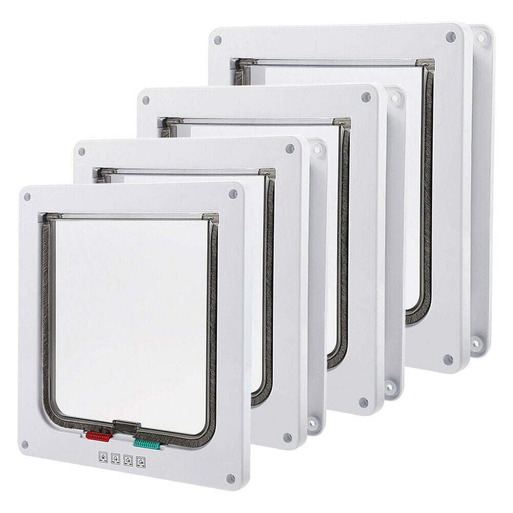 4 Way Pet Cat Puppy Dog Magnetic Lock Lockable Safe Flap Door Gate Frame S M L XL 4 Way Pet Cat Puppy Dog Magnetic Lock Lockable Safe Flap Door Gate Frame S M L XL