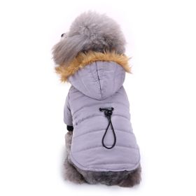 Dog Winter Clothing Coat Reflective Cotton (Option: DZ173 Gray-S)